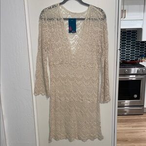 NWT Cream Crochet Dress / Swim Coverup | OS